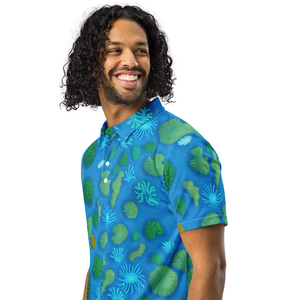 Emerald Drift on Men's Slim Fit Polo Shirt — Left Front