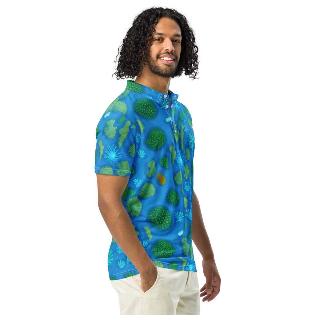 Emerald Drift on Men's Slim Fit Polo Shirt — Right Front