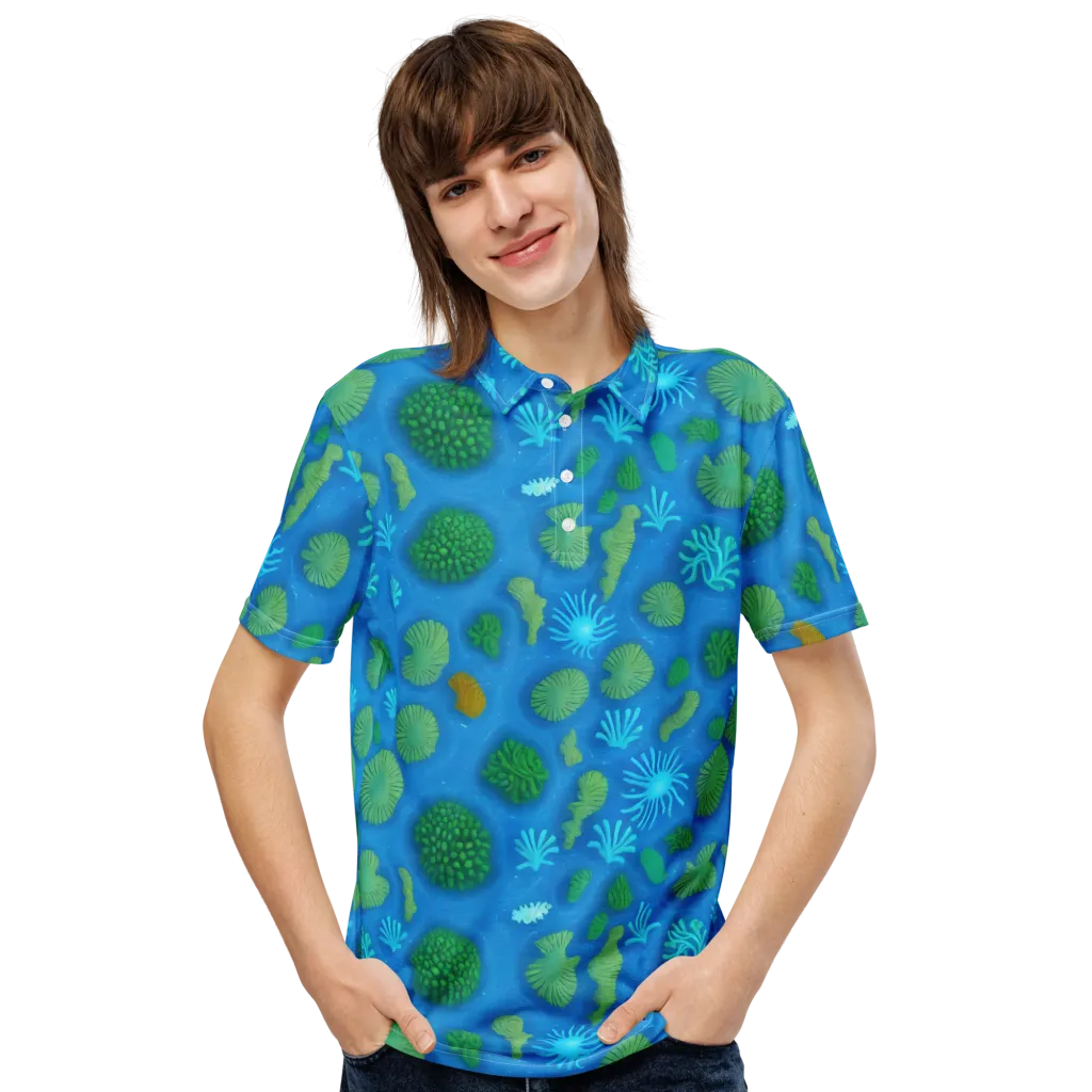 Emerald Drift on Men's Slim Fit Polo Shirt — Front
