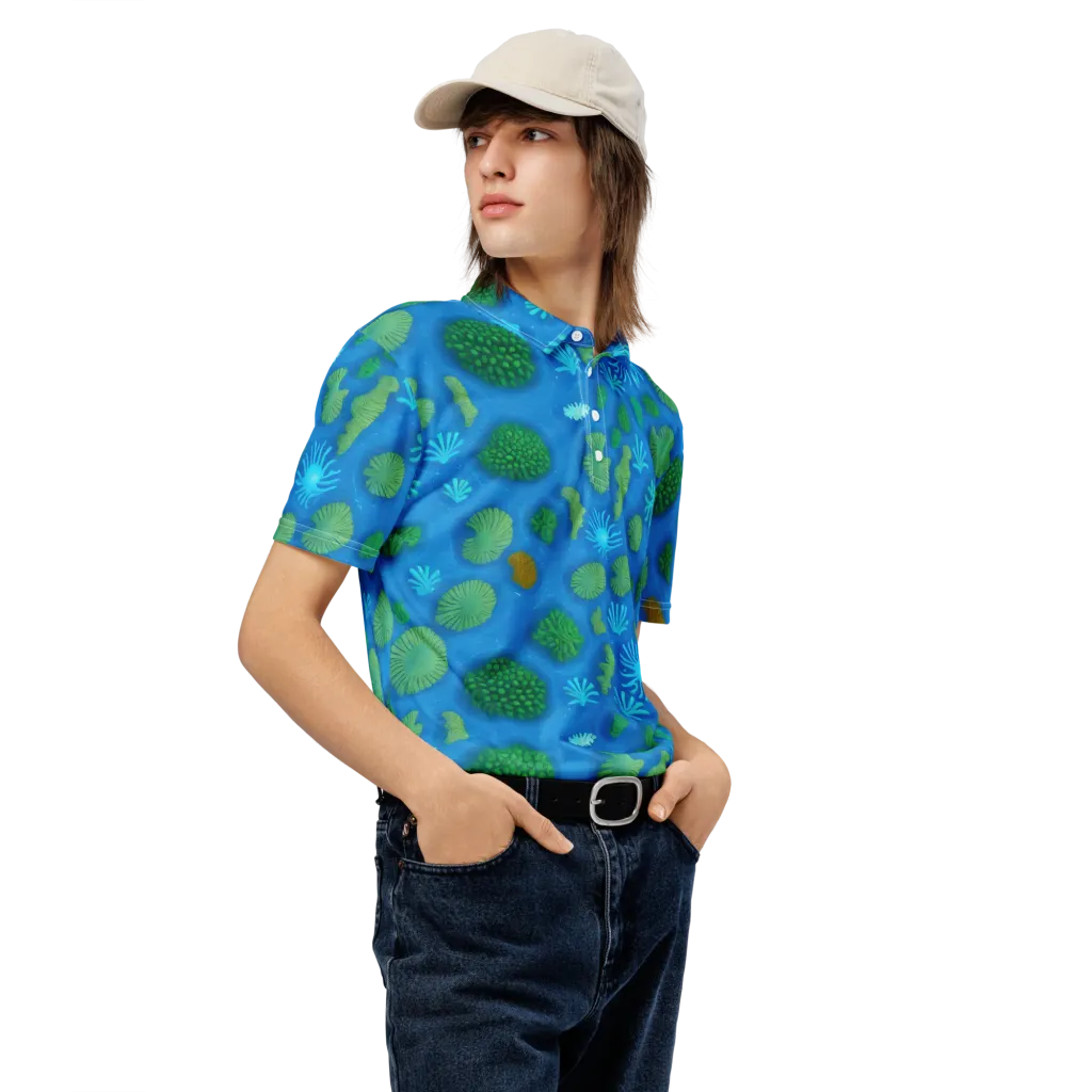Emerald Drift on Men's Slim Fit Polo Shirt — Right Front