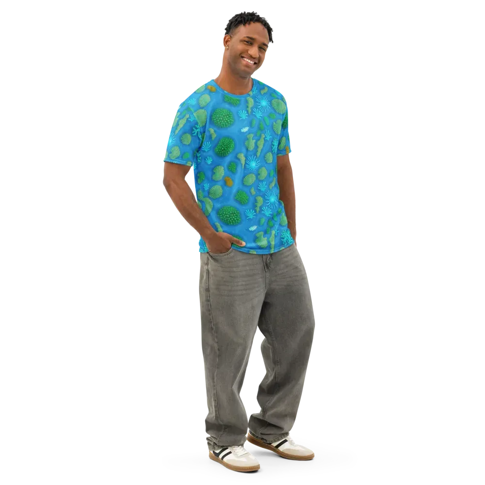 Emerald Drift on Men's Cotton Crew Neck T-Shirt — Right Front