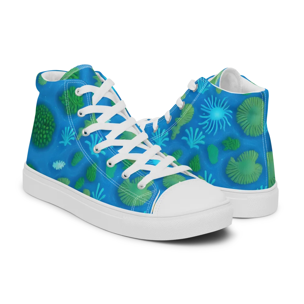 Emerald Drift on Men's High Top Canvas Shoes — Right