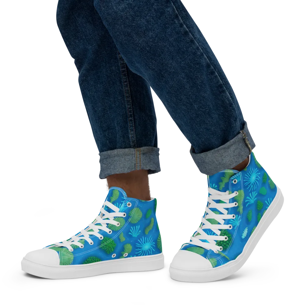 Emerald Drift on Men's High Top Canvas Shoes — Left