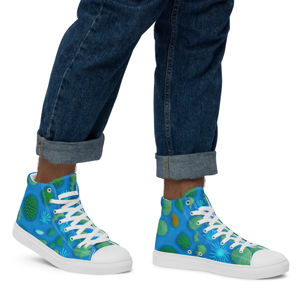 Emerald Drift on Men's High Top Canvas Shoes — Right