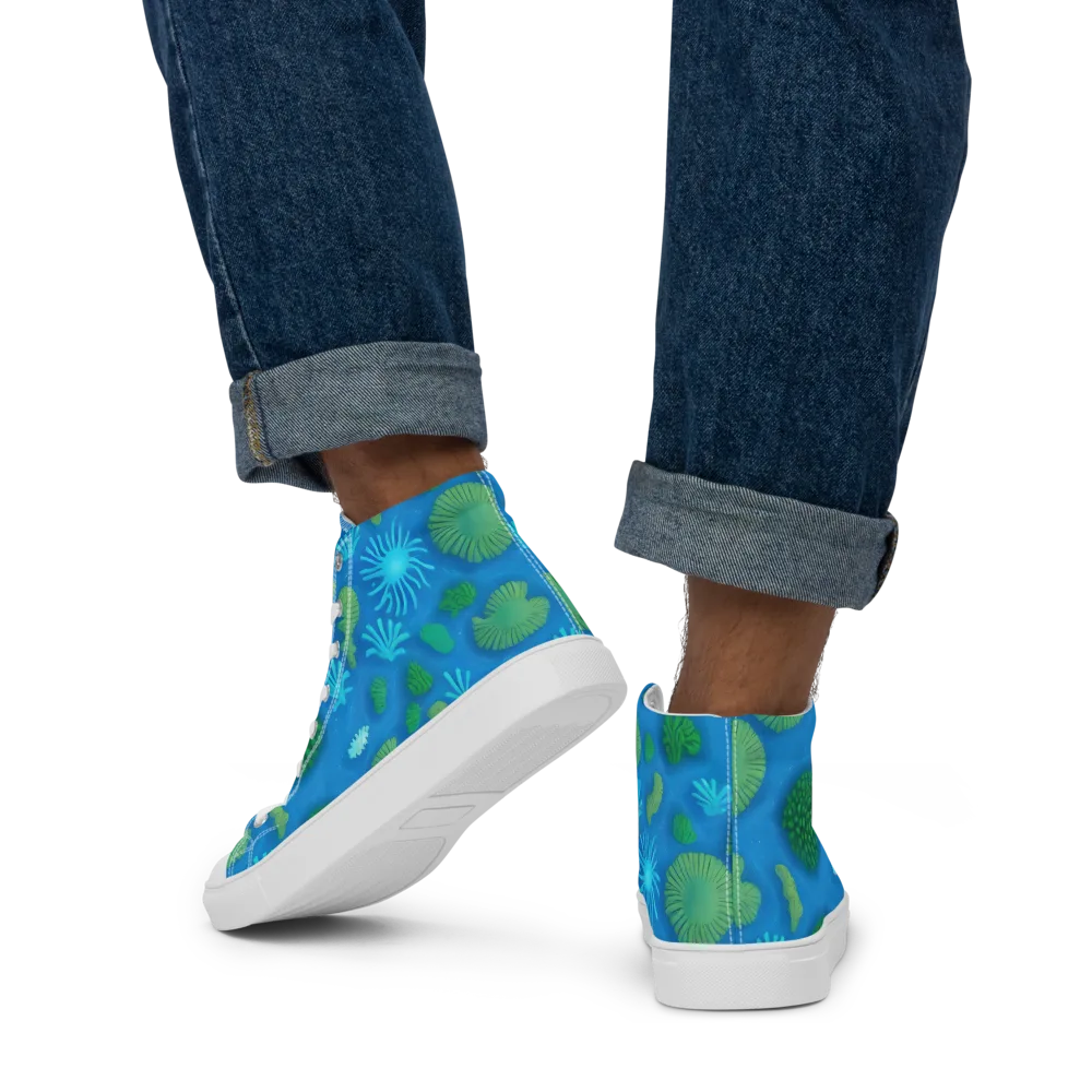 Emerald Drift on Men's High Top Canvas Shoes — Back