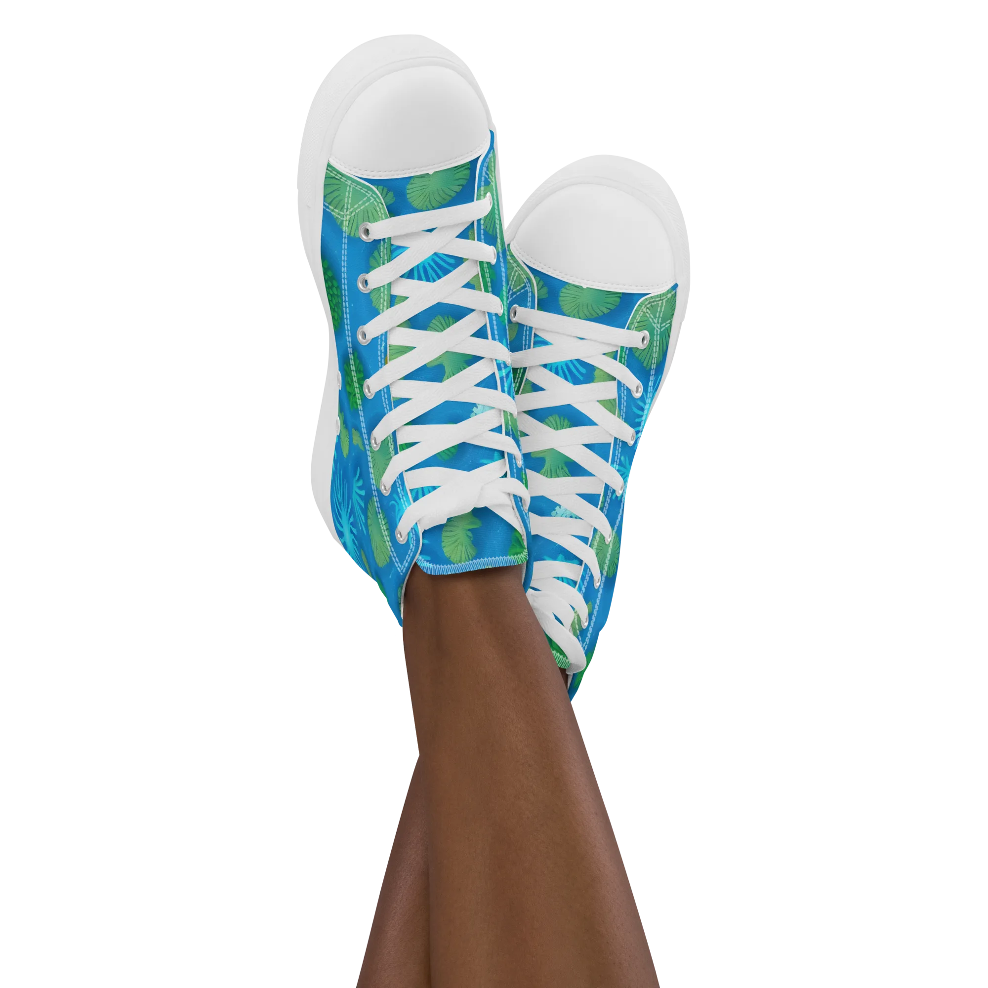 Emerald Drift on Women's High Top Canvas Shoes — Front