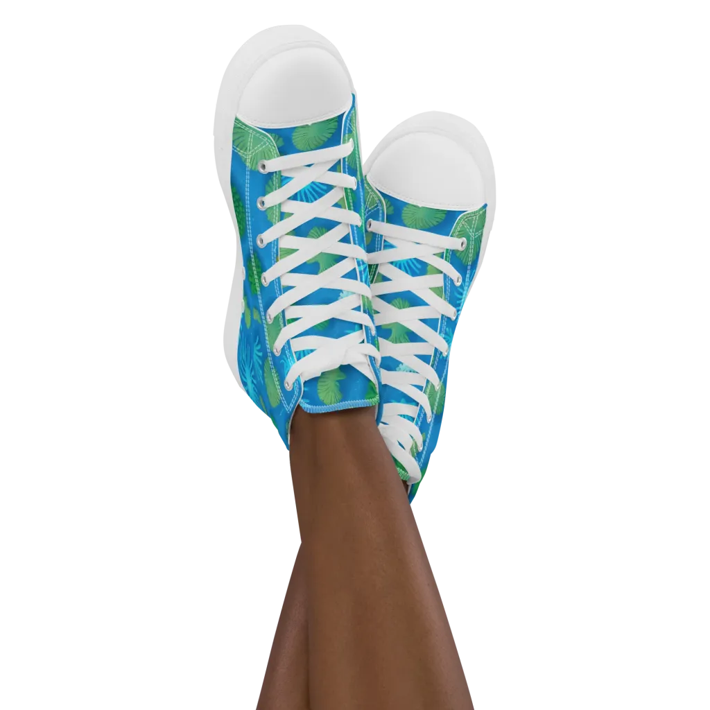 Emerald Drift on Women's High Top Canvas Shoes — Front