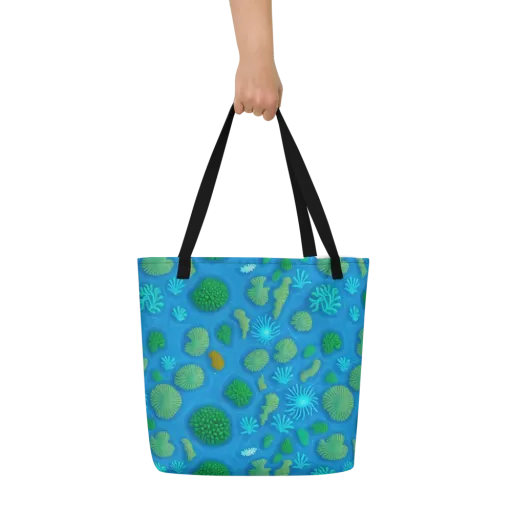 Emerald Drift on a Large Tote Bag W/ Pocket