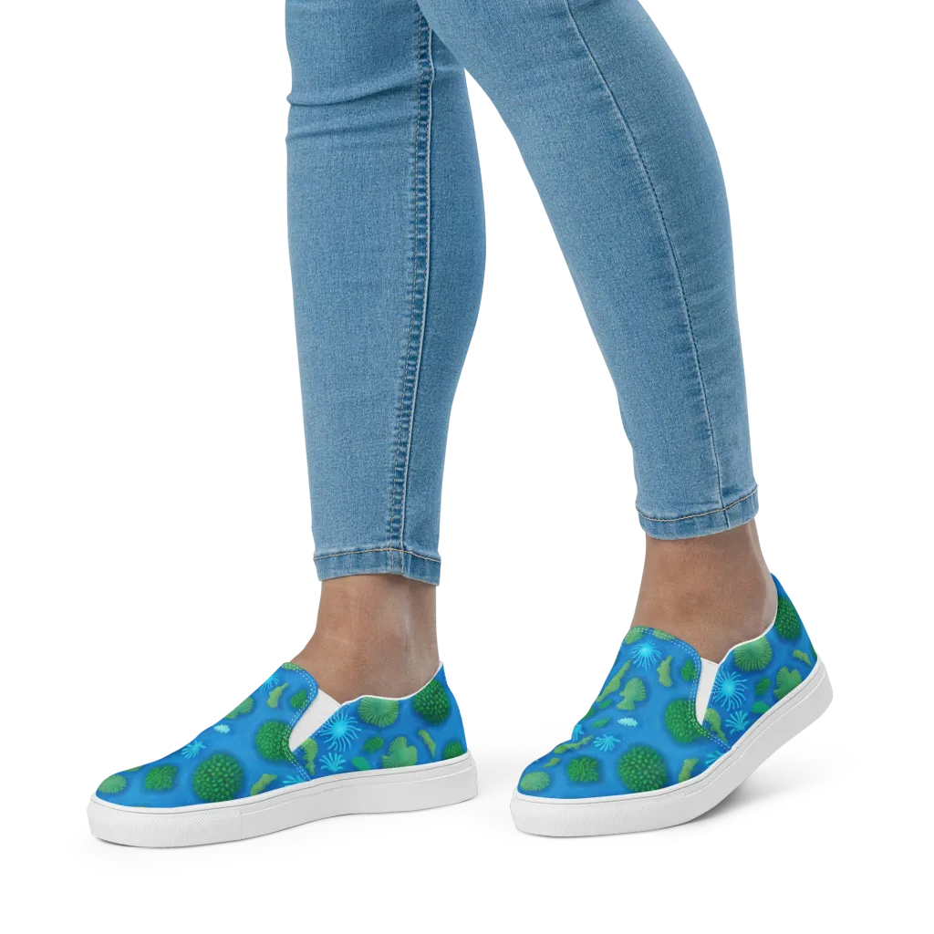 Emerald Drift on Women's Slip-On Canvas Shoes — Front