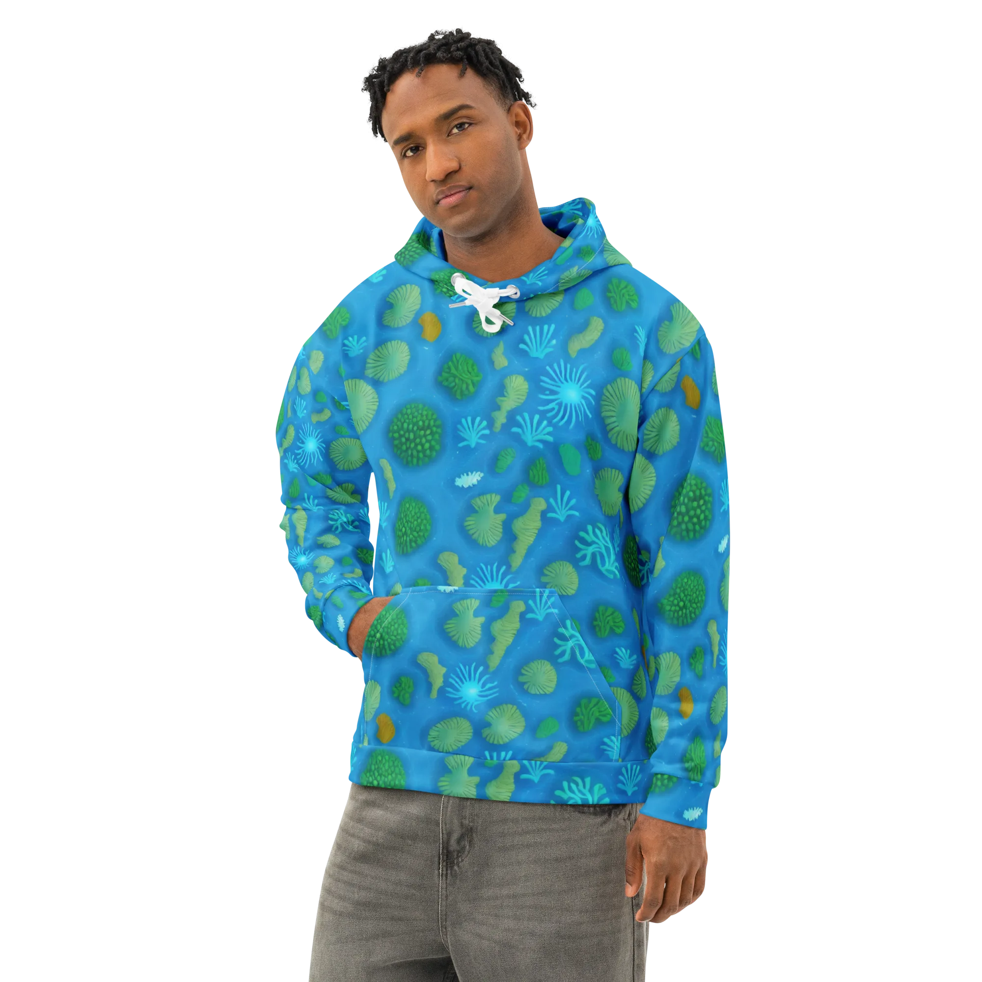 Emerald Drift on Cotton Hoodie — Left Front