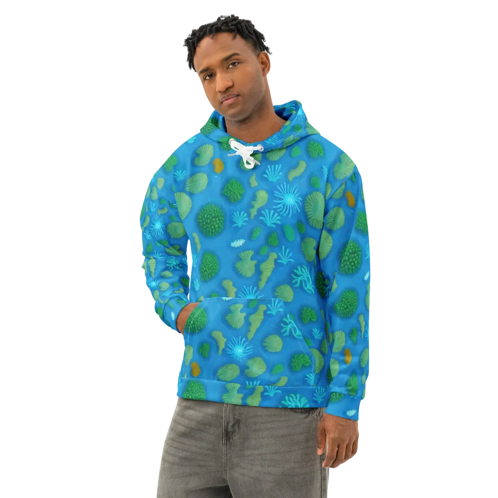 Emerald Drift on Cotton Hoodie — Left Front