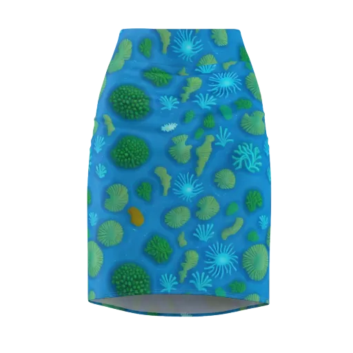 Emerald Drift on a Pencil Skirt