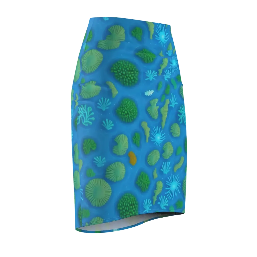 Emerald Drift on Pencil Skirt — Front Side