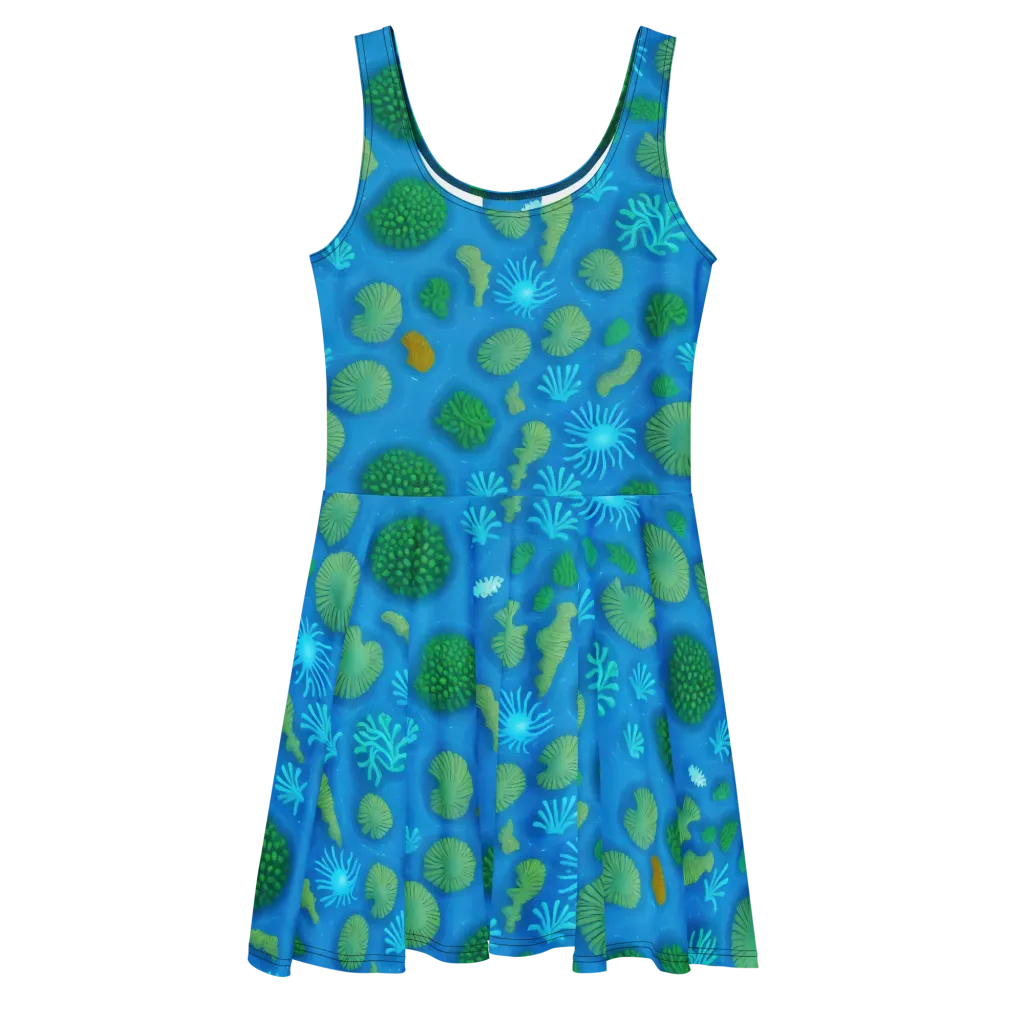 Emerald Drift on Skater Dress — Front