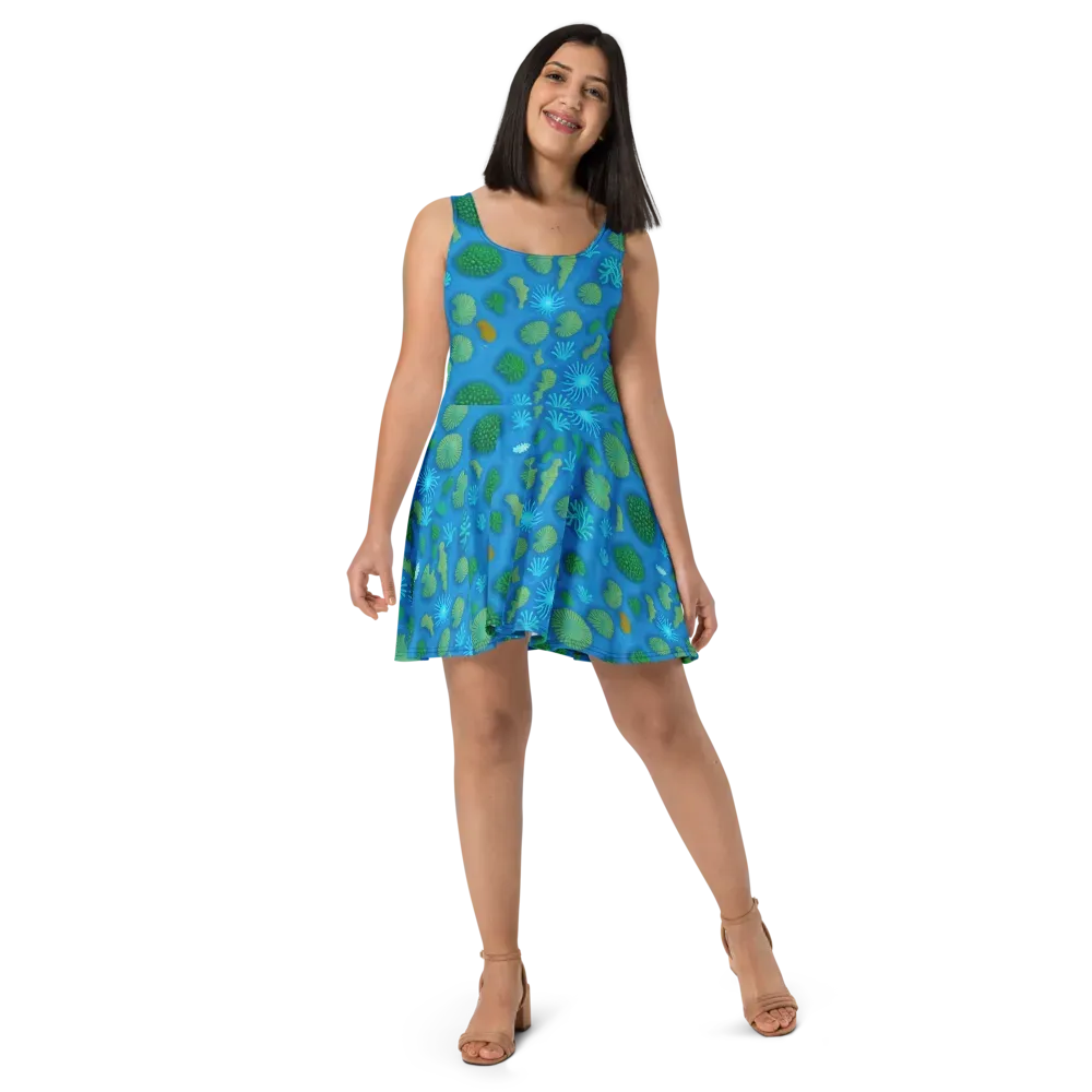 Emerald Drift on Skater Dress — Front