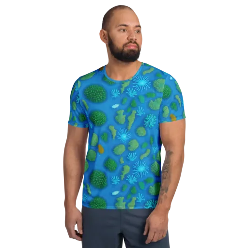 Emerald Drift on a Men's Athletic T-Shirt
