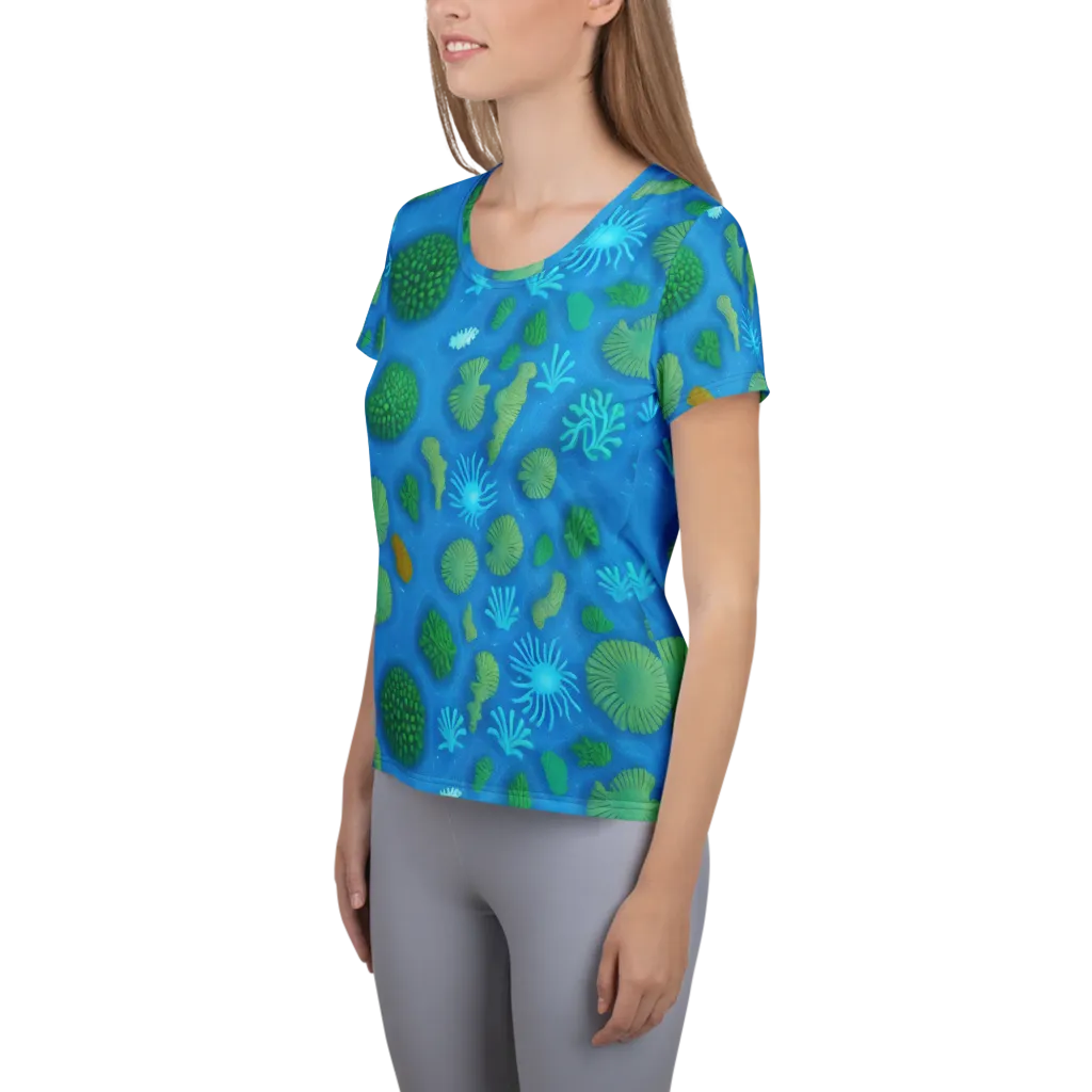 Emerald Drift on Women's Athletic T-Shirt — Left