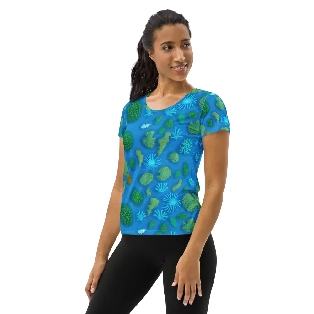 Emerald Drift on Women's Athletic T-Shirt — Left