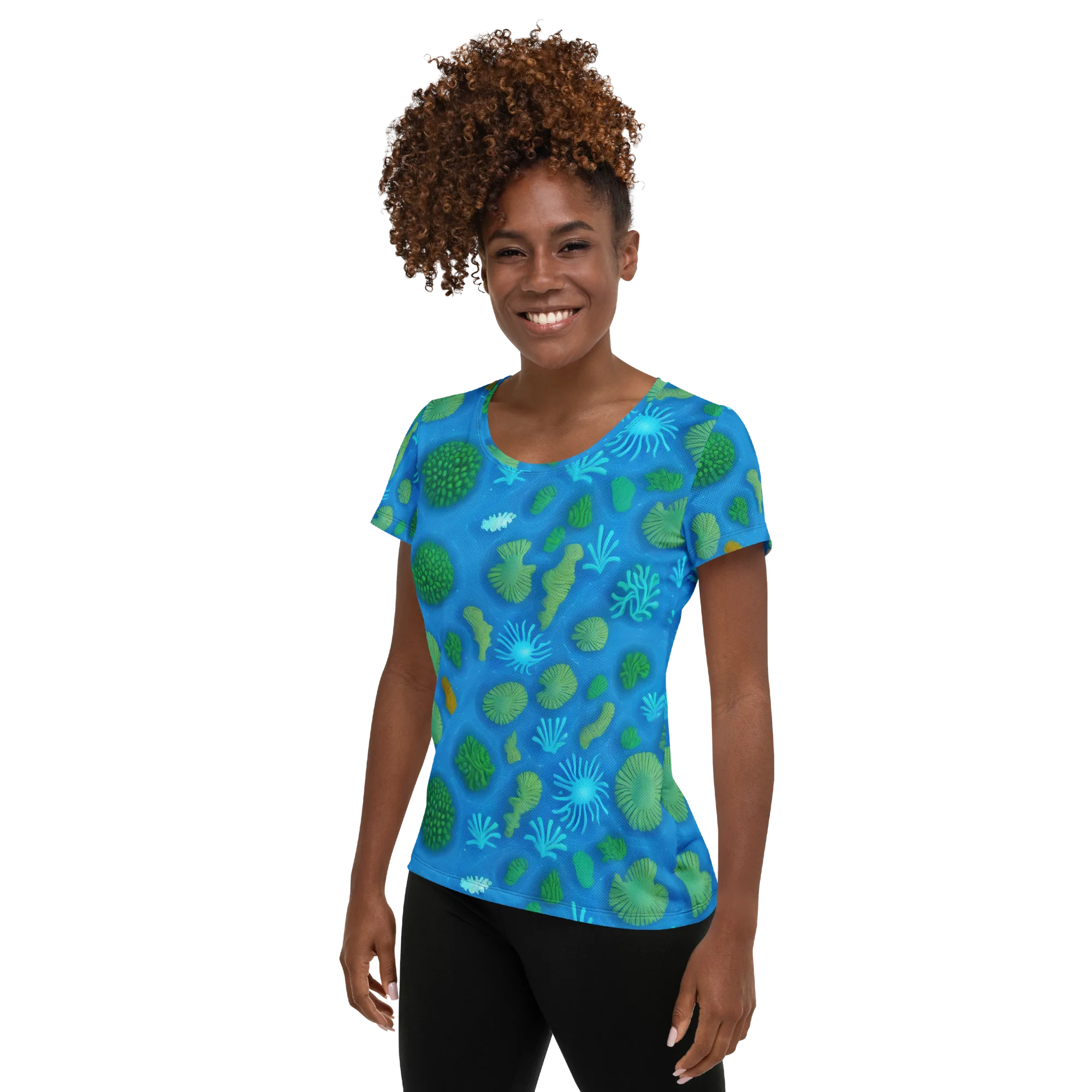 Emerald Drift on Women's Athletic T-Shirt — Left
