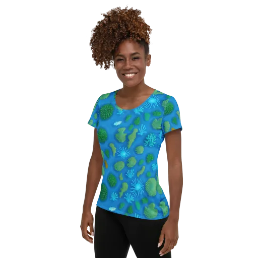 Emerald Drift on a Women's Athletic T-Shirt