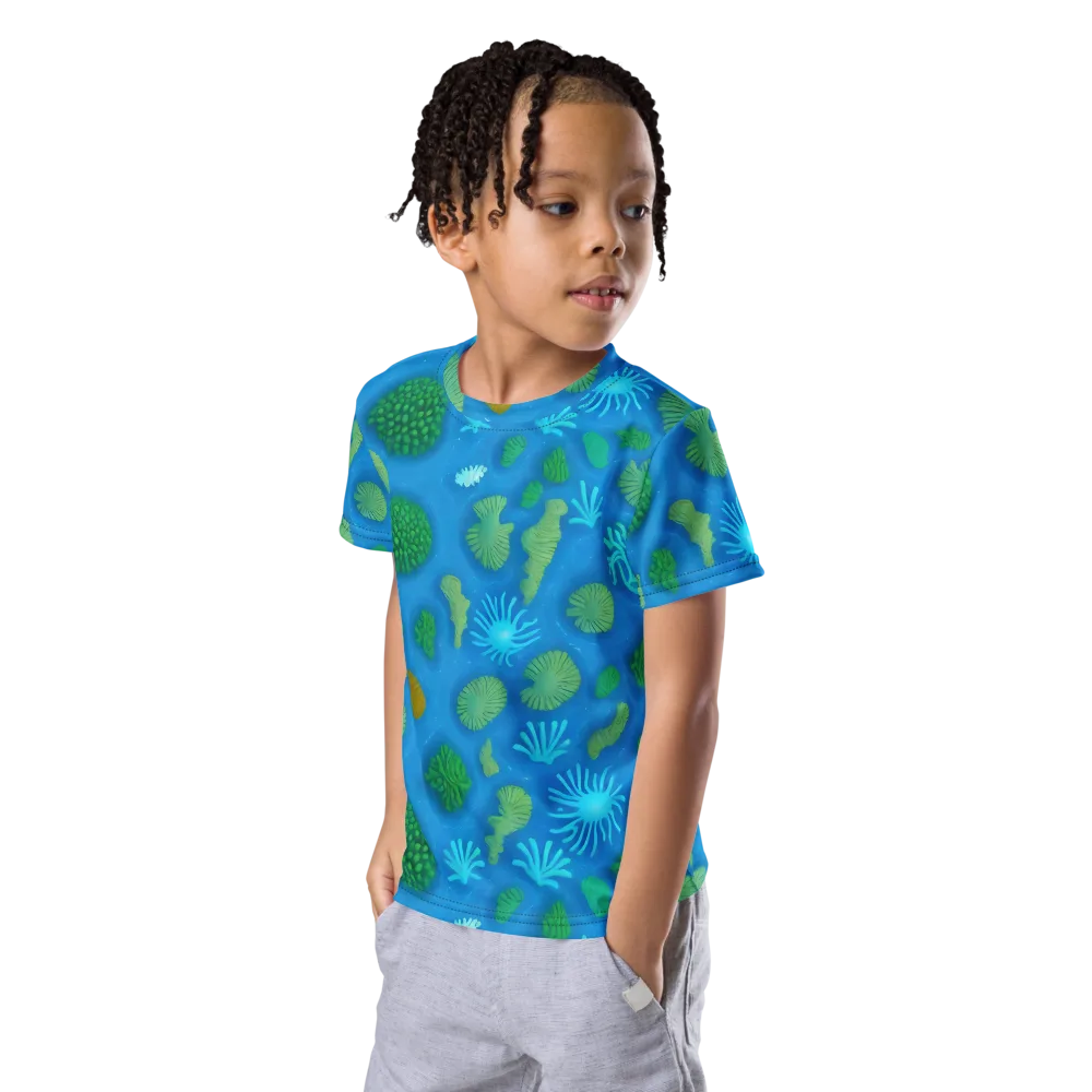 Emerald Drift on Kids Crew Neck T-Shirt — Left Front