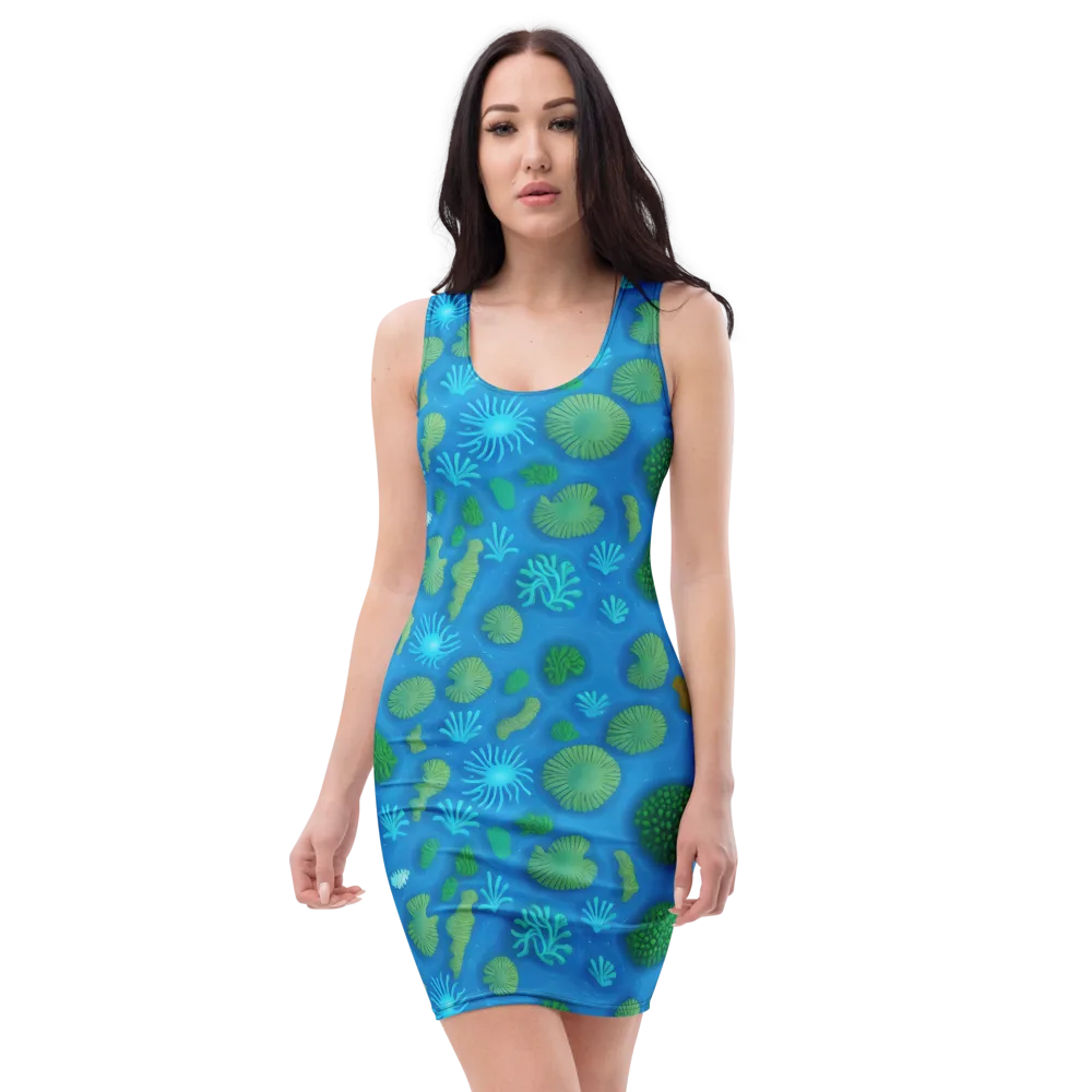 Emerald Drift on Bodycon Dress — Front