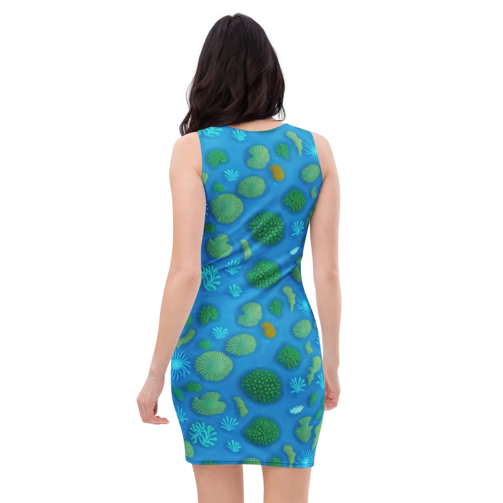 Emerald Drift on Bodycon Dress — Back