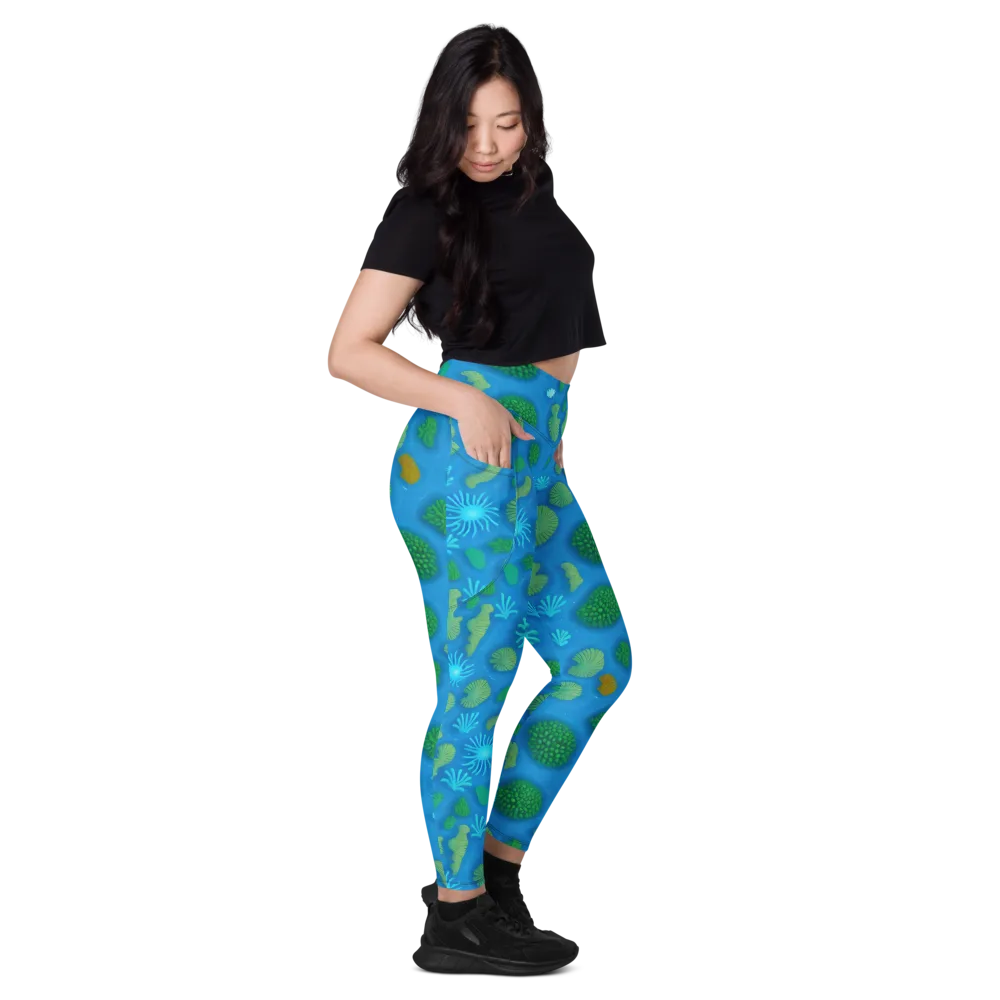 Emerald Drift on Leggings with Pockets — Right