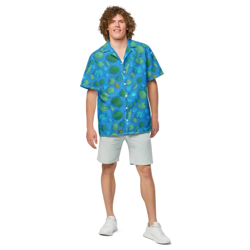 Emerald Drift on a Button Shirt