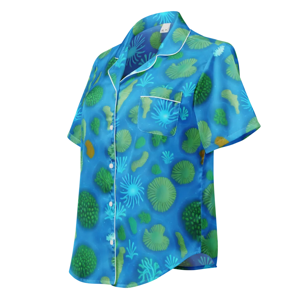 Emerald Drift on Women's Short Sleeve Pajama Top — Left Front