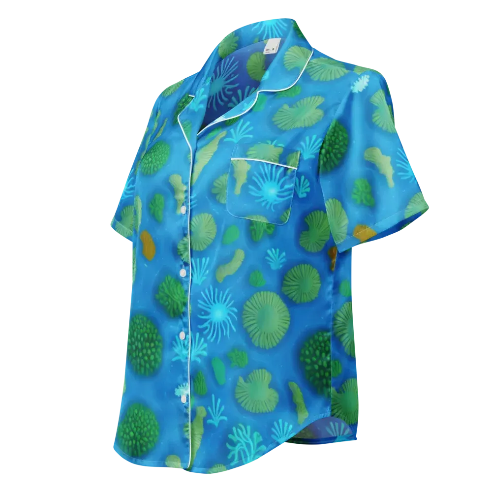 Emerald Drift on Women's Short Sleeve Pajama Top — Left Front