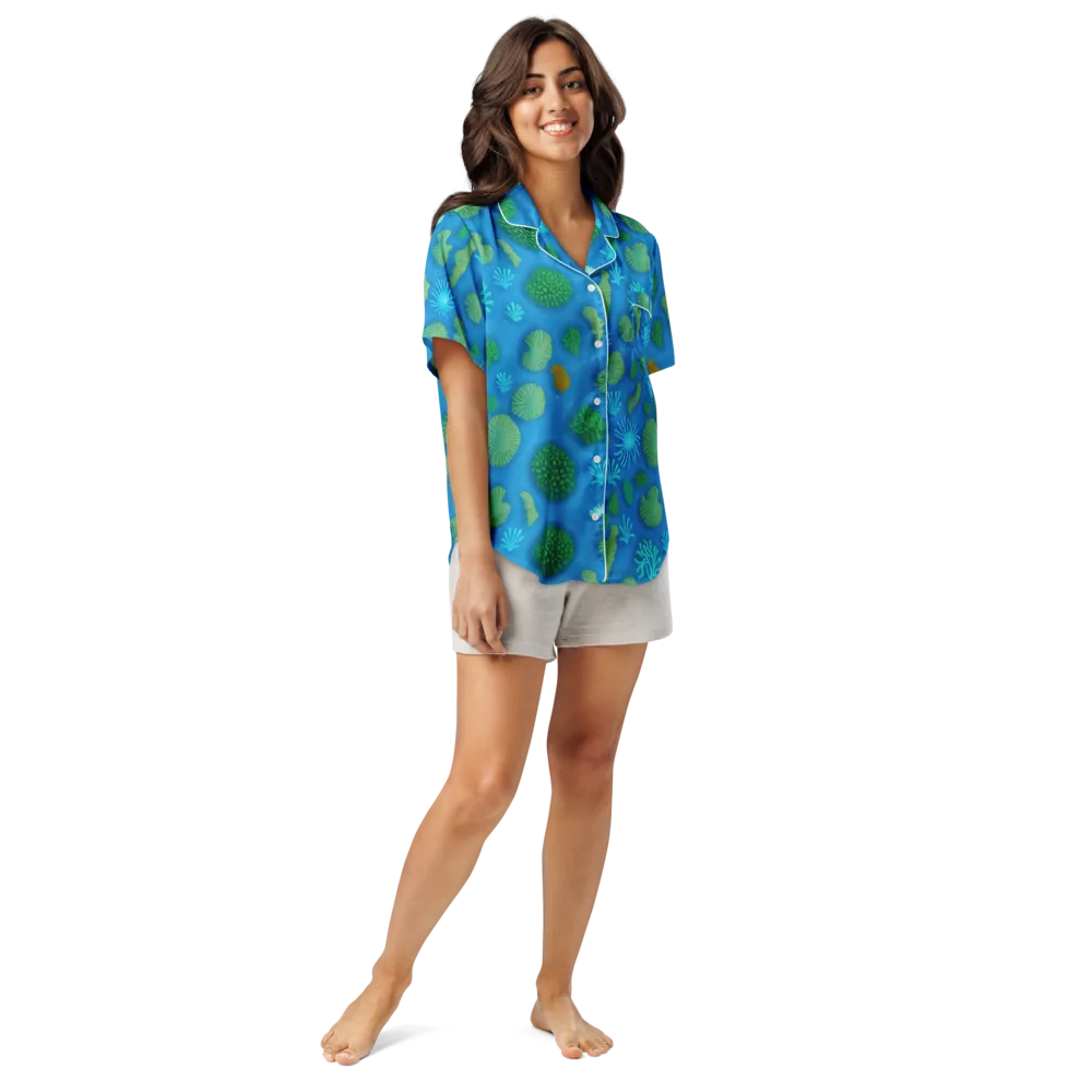 Emerald Drift on Women's Short Sleeve Pajama Top — Front