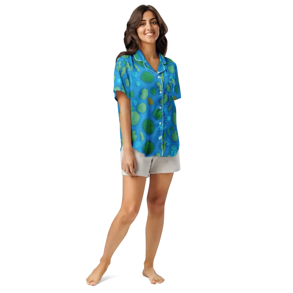 Emerald Drift on Women's Short Sleeve Pajama Top — Front