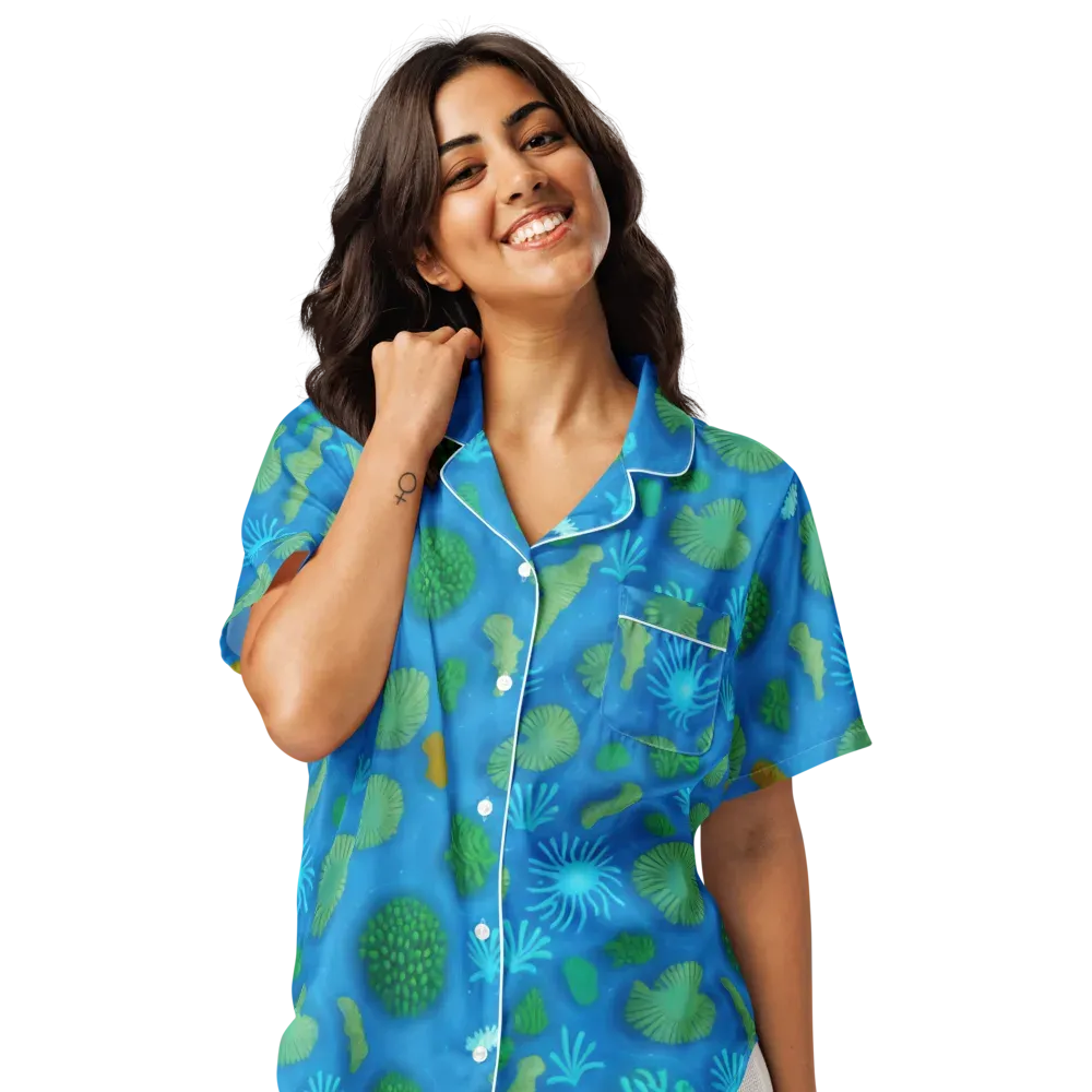 Emerald Drift on Women's Short Sleeve Pajama Top — Front