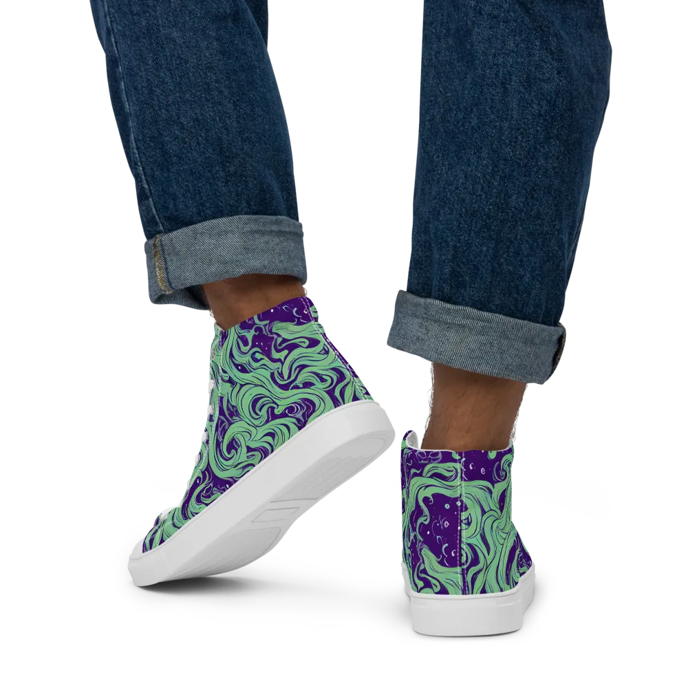 Amethyst Drift on Men's High Top Canvas Shoes — Back