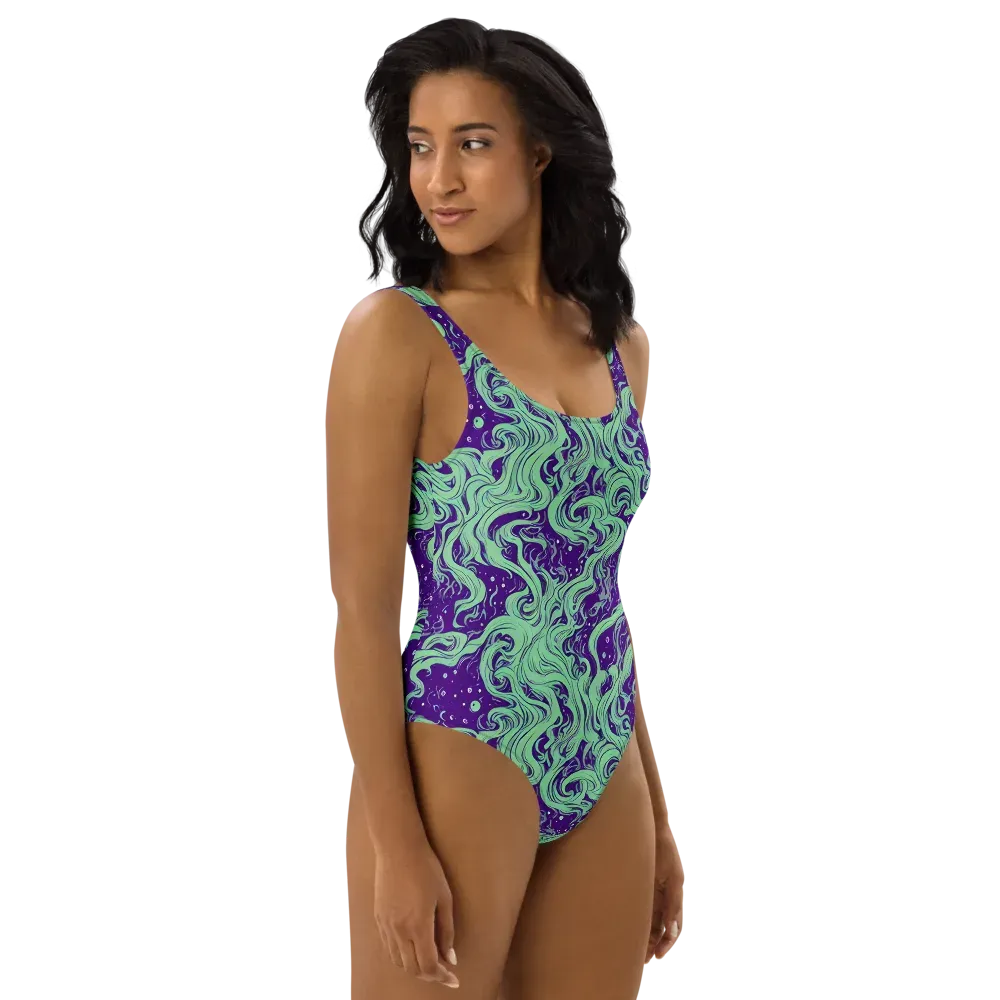 Amethyst Drift on One-Piece Swimsuit — Right