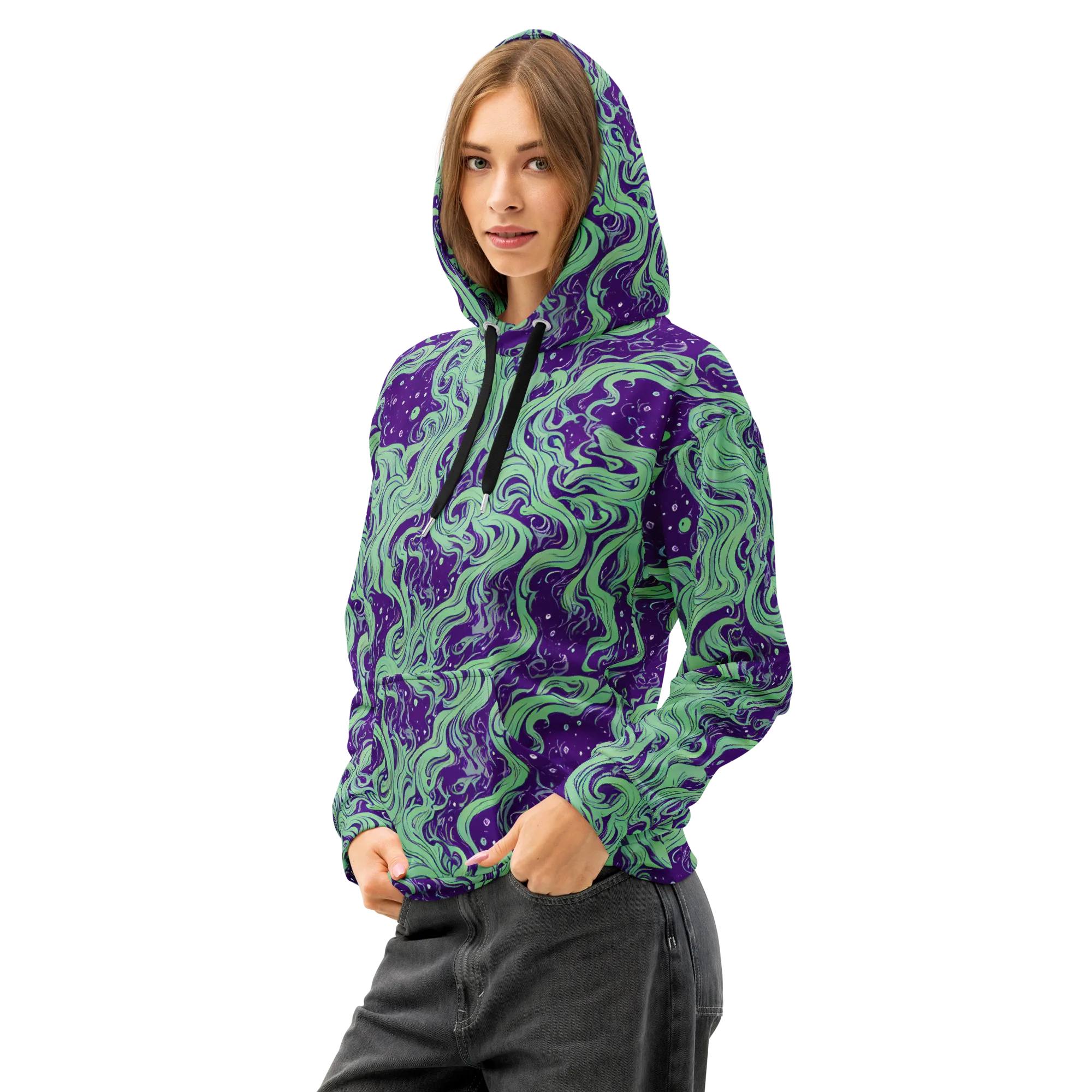 Amethyst Drift on Cotton Hoodie — Left Front