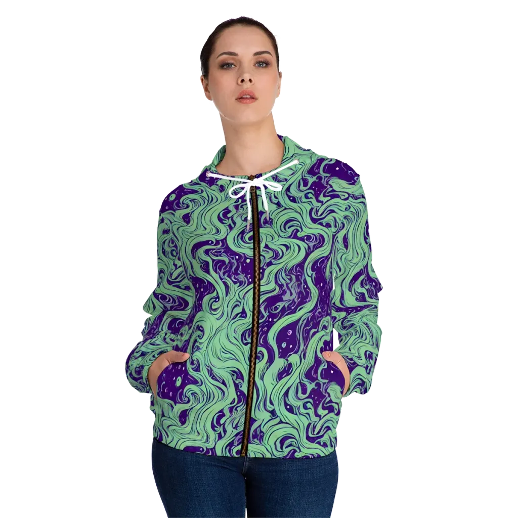 Amethyst Drift on Women's Full-Zip Hoodie — Front On Person