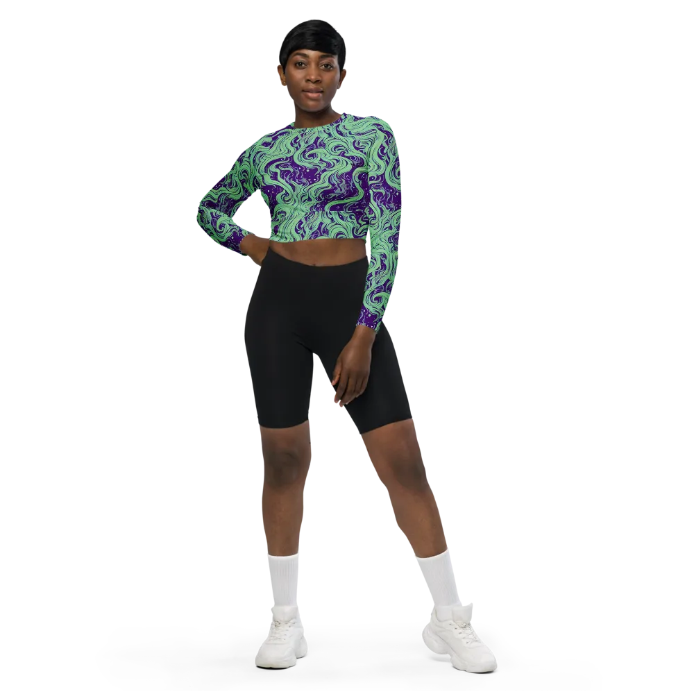 Amethyst Drift on Long Sleeve Crop Top — Front