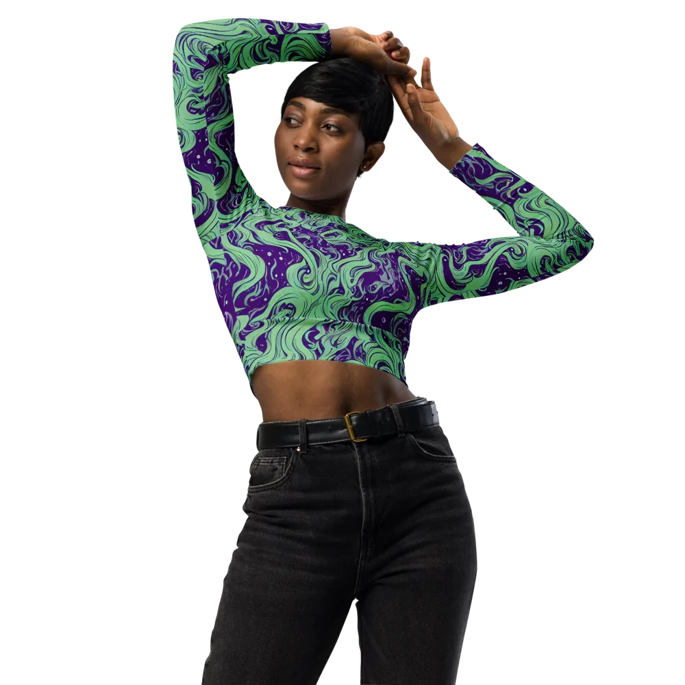 Amethyst Drift on Long Sleeve Crop Top — Front