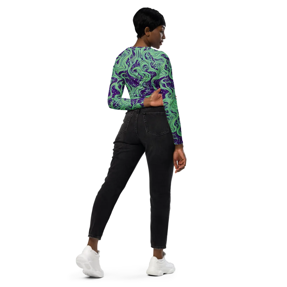 Amethyst Drift on Long Sleeve Crop Top — Right Back