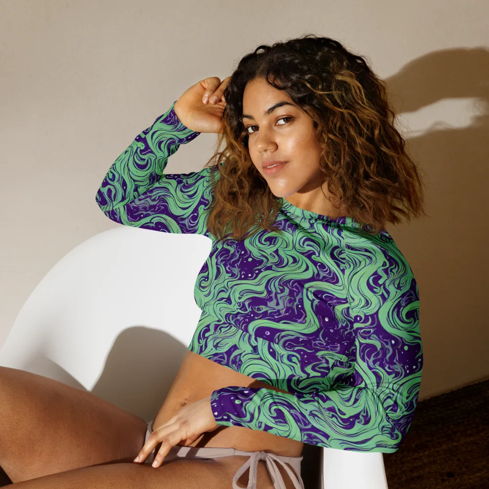 Amethyst Drift on Long Sleeve Crop Top — Left Front