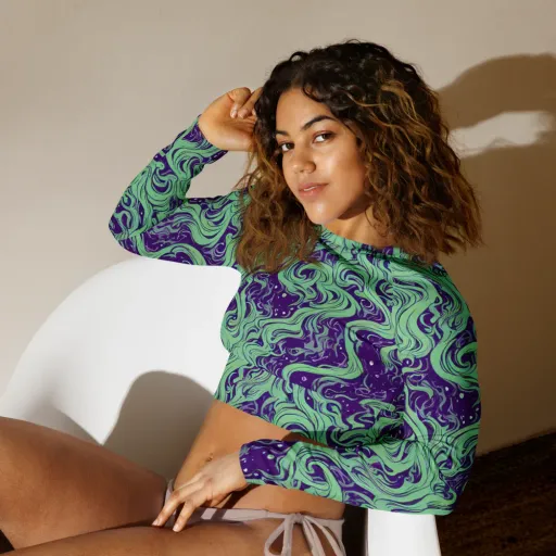 Amethyst Drift on a Long Sleeve Crop Top