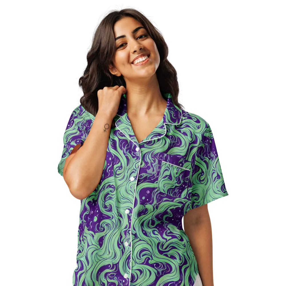 Amethyst Drift on Women's Short Sleeve Pajama Top — Front