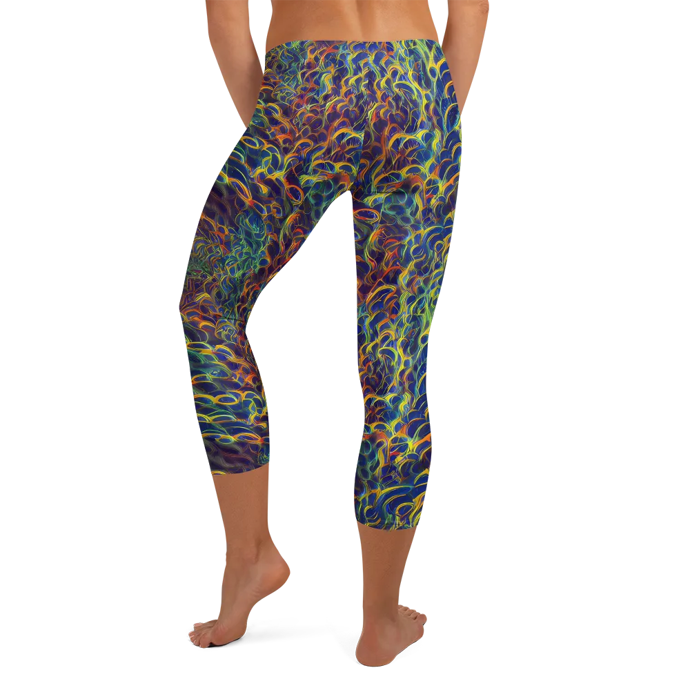 Viridian Flame on Capri Leggings — Back