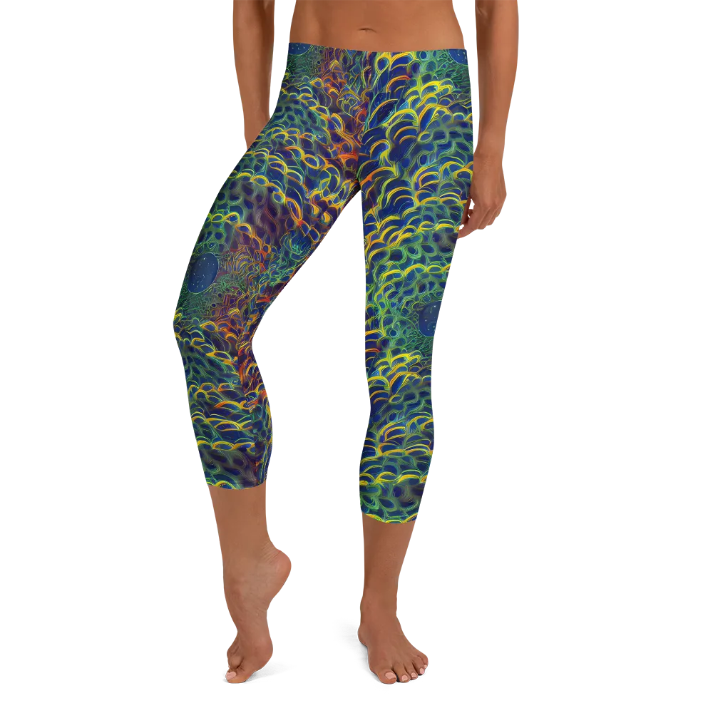 Viridian Flame on Capri Leggings — Front