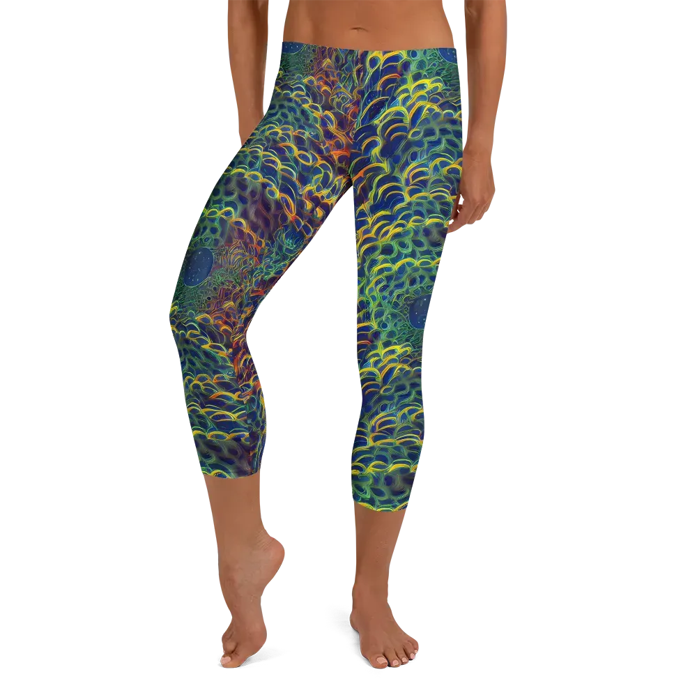 Viridian Flame on Capri Leggings — Front