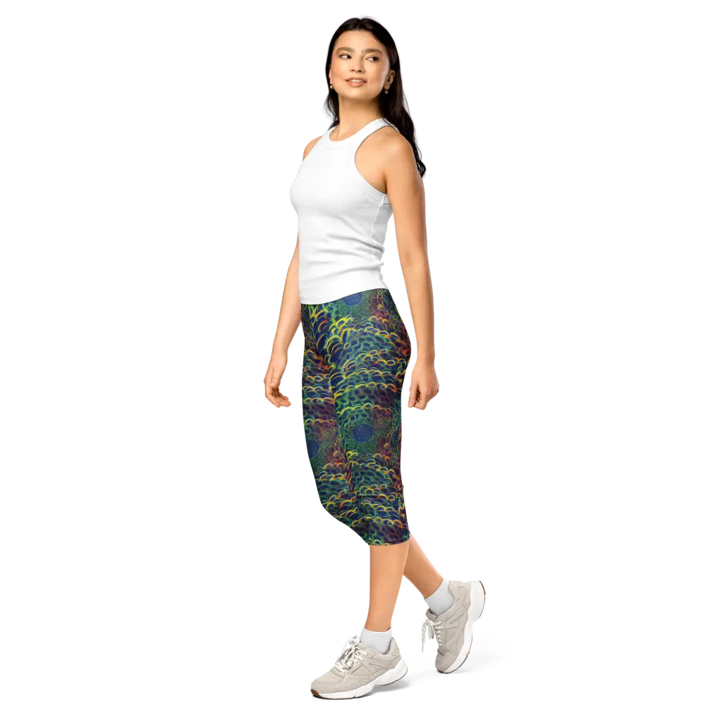 Viridian Flame on Capri Leggings — Left Front