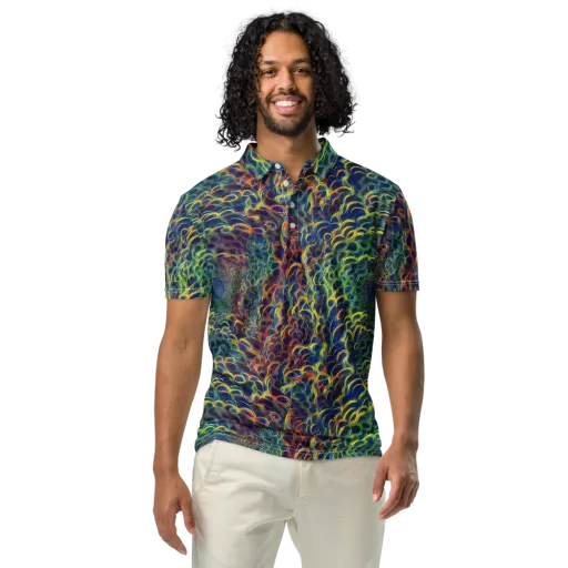 Viridian Flame on a Men's Slim Fit Polo Shirt