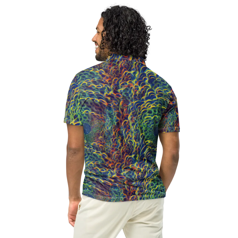 Viridian Flame on Men's Slim Fit Polo Shirt — Back